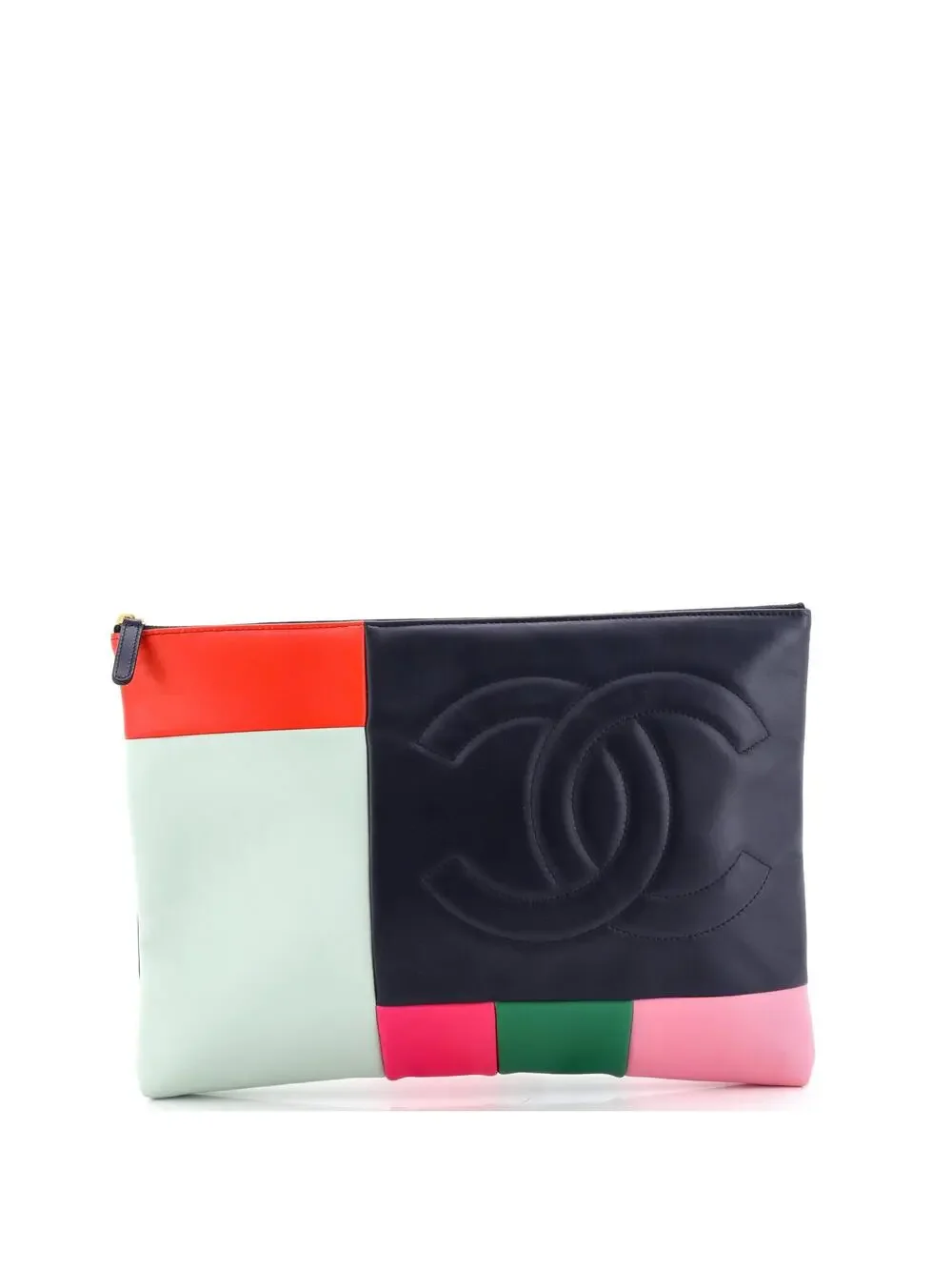 Chanel O Case Clutch Colorblock Leather #285795C15B
